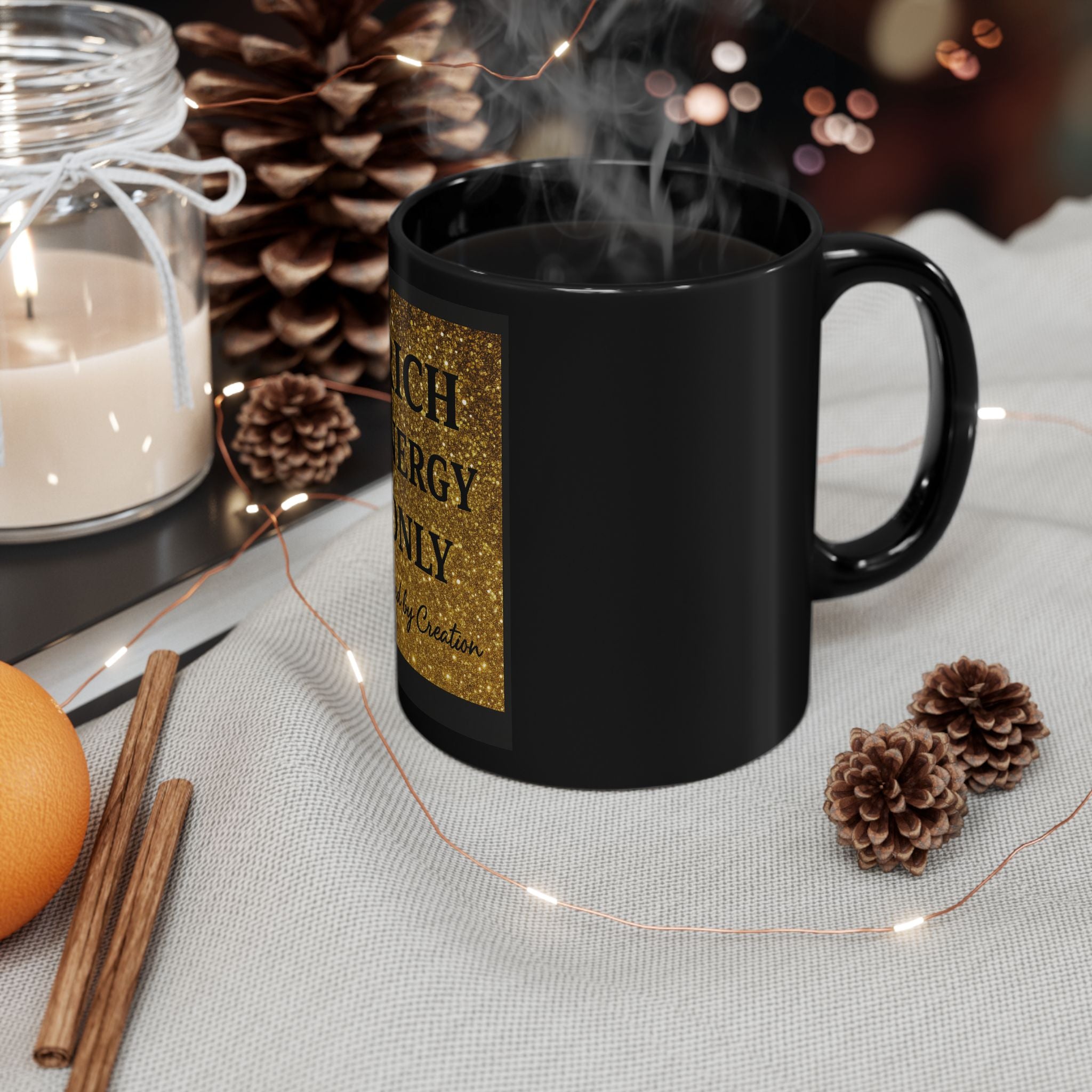 Empowered Energy Luxury Mug - Gold Glitter Affirmation Coffee Cup | Allured By Creations