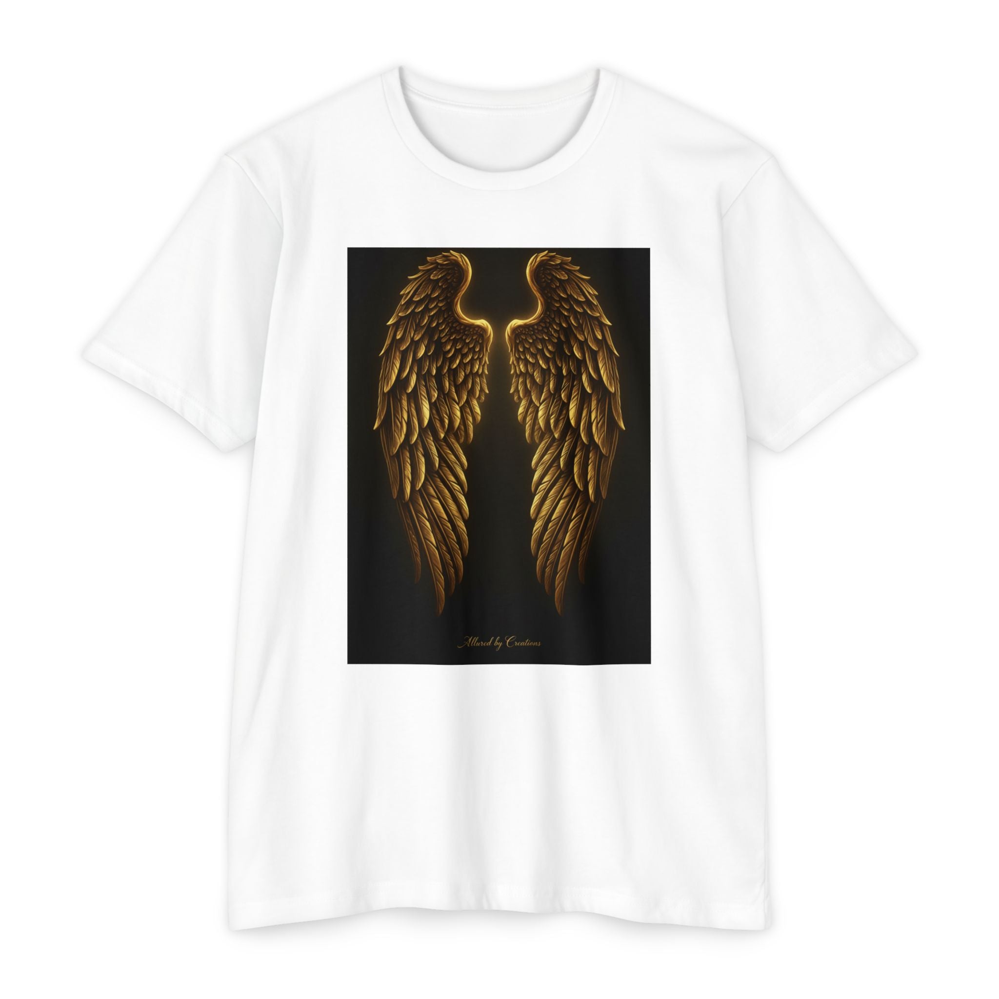 Guarded By Angels T-Shirt - Gold Wing Divine Protection Tee | Allured By Creations