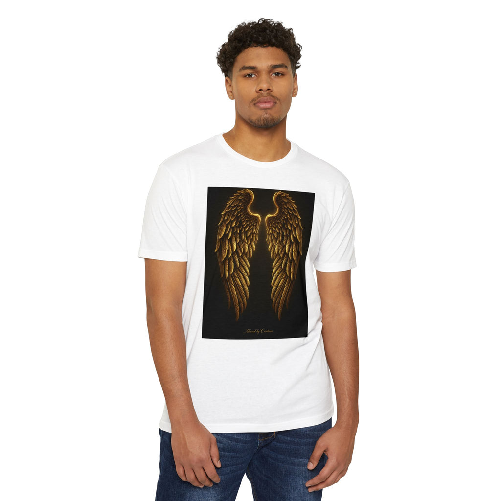 Guarded By Angels T-Shirt - Gold Wing Divine Protection Tee | Allured By Creations