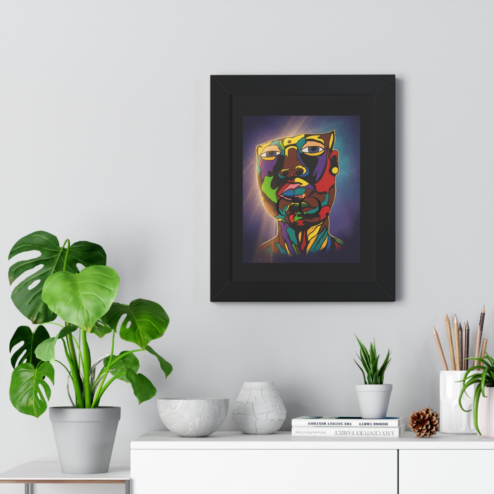 Abstract Colorful Protection Face Art Poster - Framed Vertical Wall Print | Allured By Creations