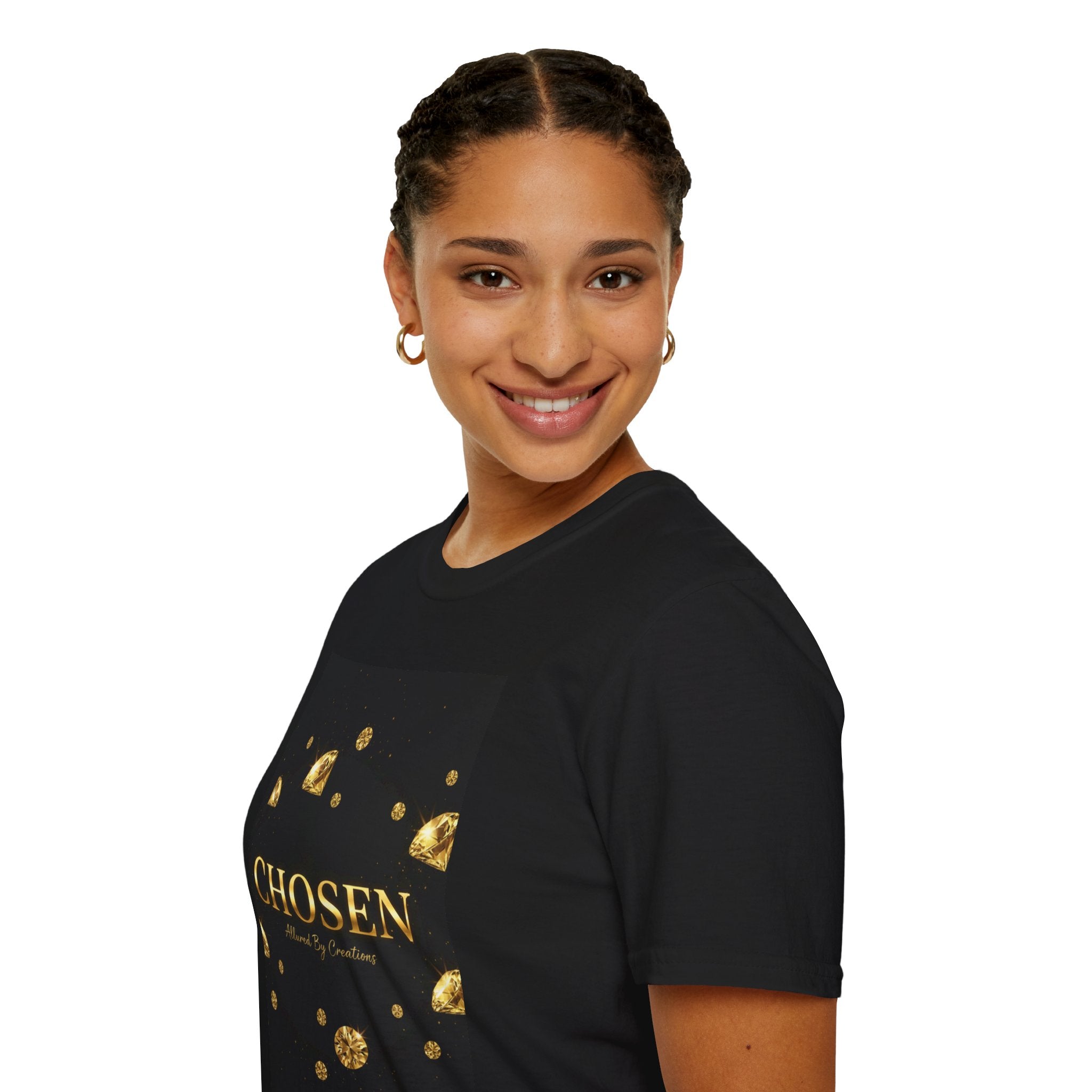 MS Chosen — Gold Foil Graphic T-Shirt | Premium Faith-Inspired Apparel with allured by creation signature