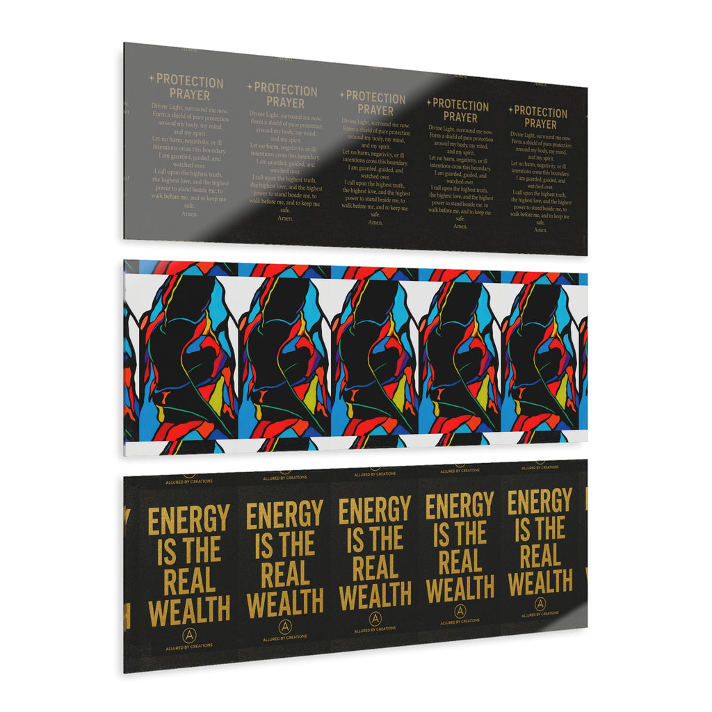 Energy Is The Real Wealth Acrylic Triptych - 3-Panel Wall Art Set | Allured By Creations