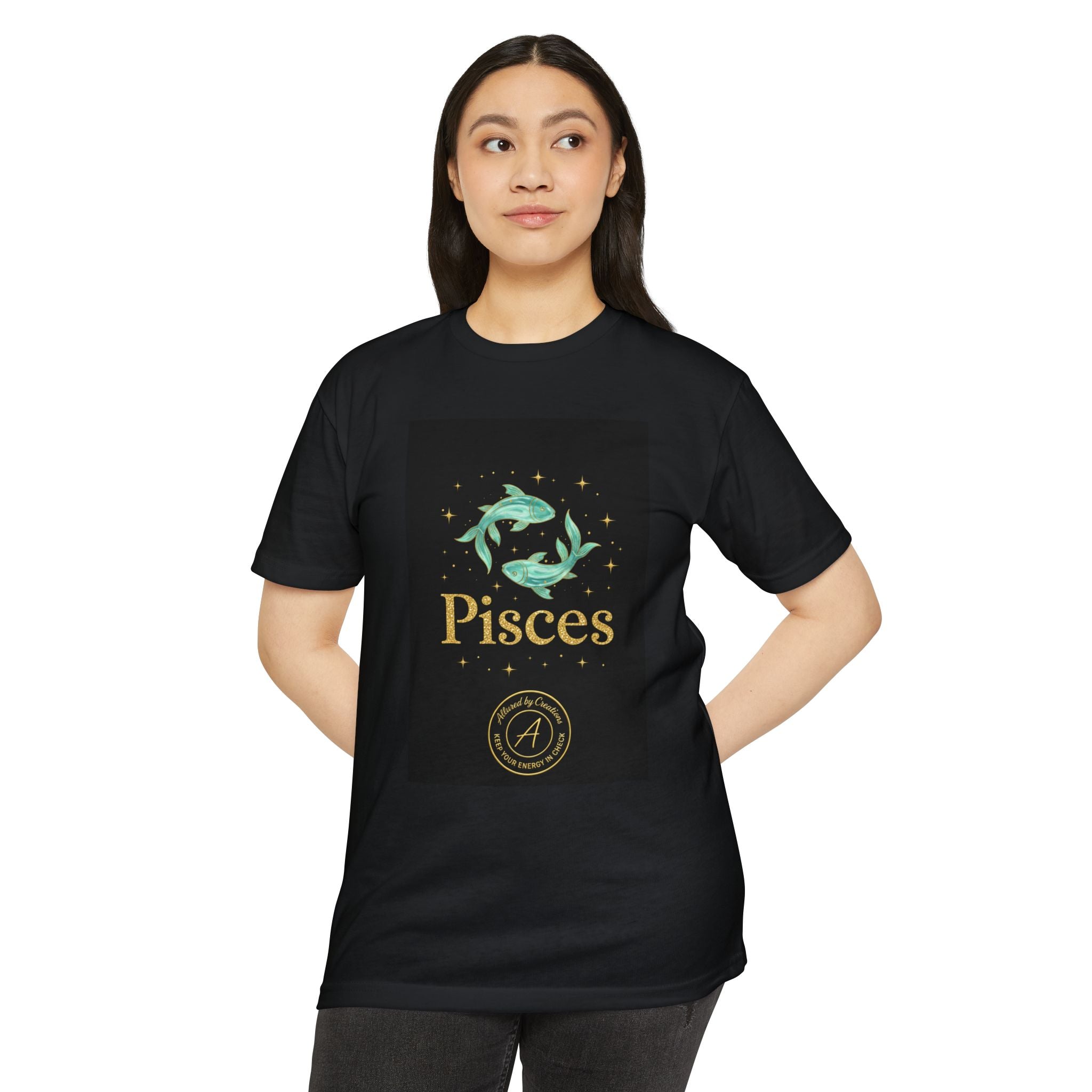 Pisces Zodiac T-Shirt - Aquamarine Birthstone - Celestial Divine Alignment