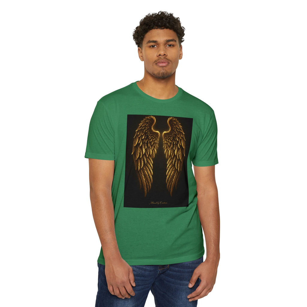 Guarded By Angels T-Shirt - Gold Wing Divine Protection Tee | Allured By Creations
