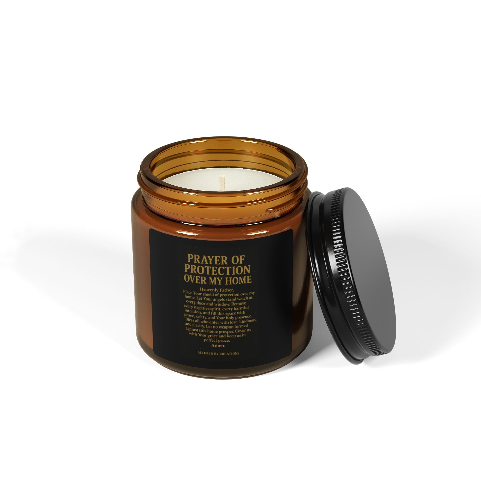 Prayer of Protection Soy Candle 9oz - Amber Jar Multi-Size | Allured By Creations
