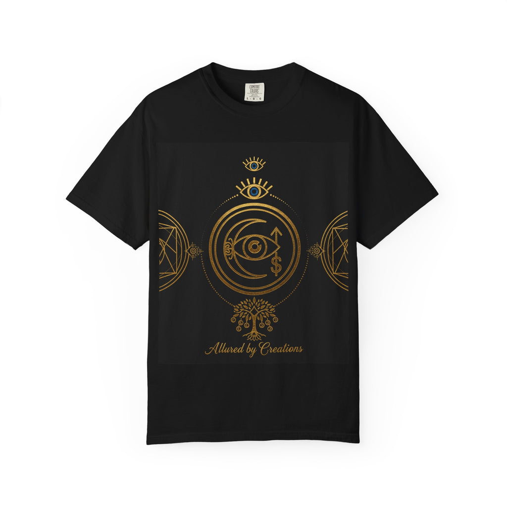 Celestial Protection Symbols T-Shirt | Mystical Eye & Moon Phases Tee