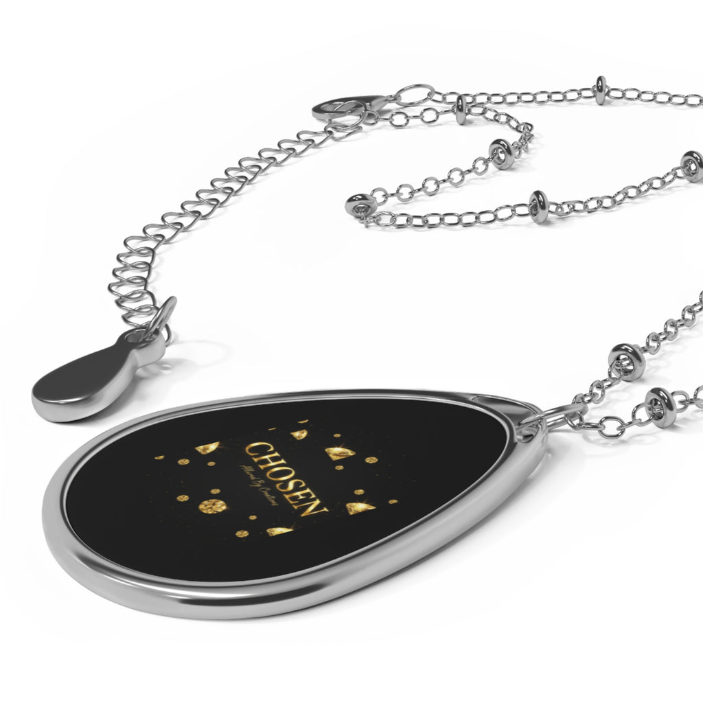 Chosen — Luxury Gold Foil Oval Necklace | Spiritual Affirmation Pendant with allured by creations signature