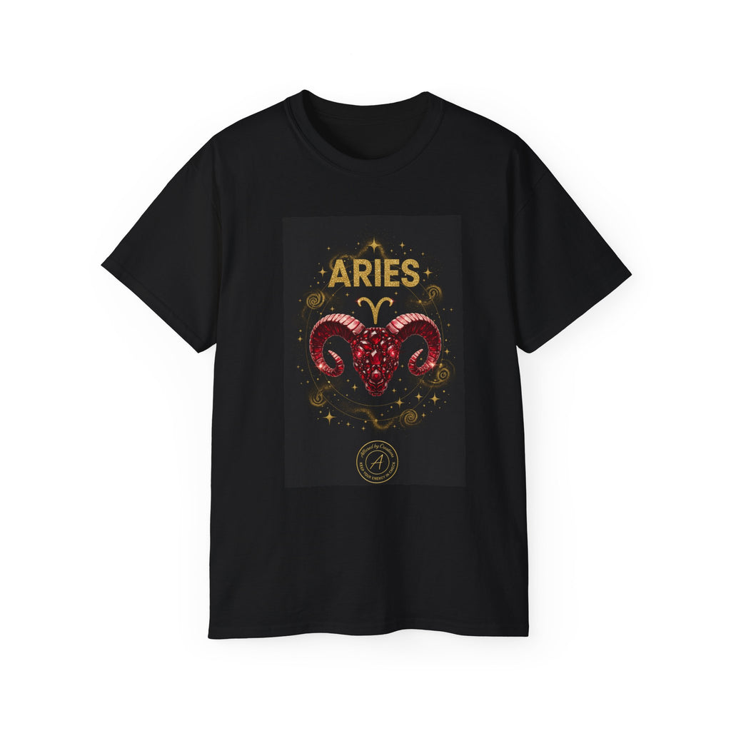 Aries Ram Zodiac T-Shirt — Bold Red Aries Graphic Tee