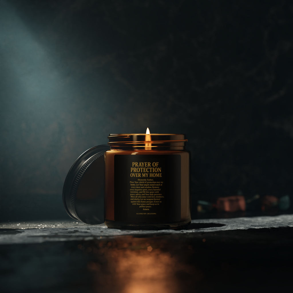 Prayer of Protection Soy Candle 9oz - Amber Jar Multi-Size | Allured By Creations