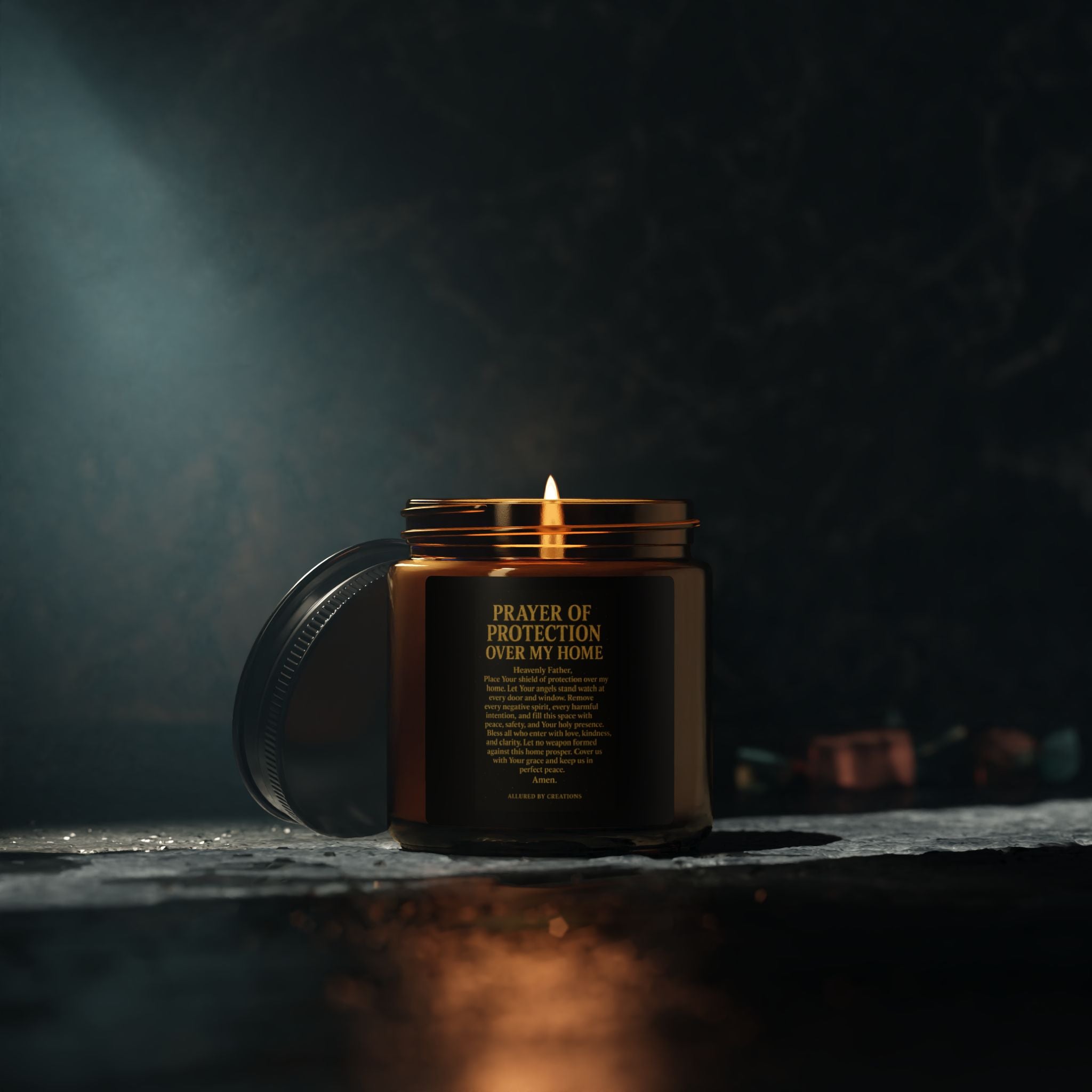 Prayer of Protection Soy Candle 9oz - Amber Jar Multi-Size | Allured By Creations