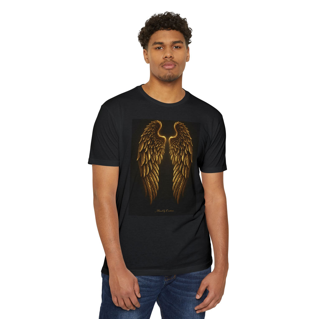 Guarded By Angels T-Shirt - Gold Wing Divine Protection Tee | Allured By Creations