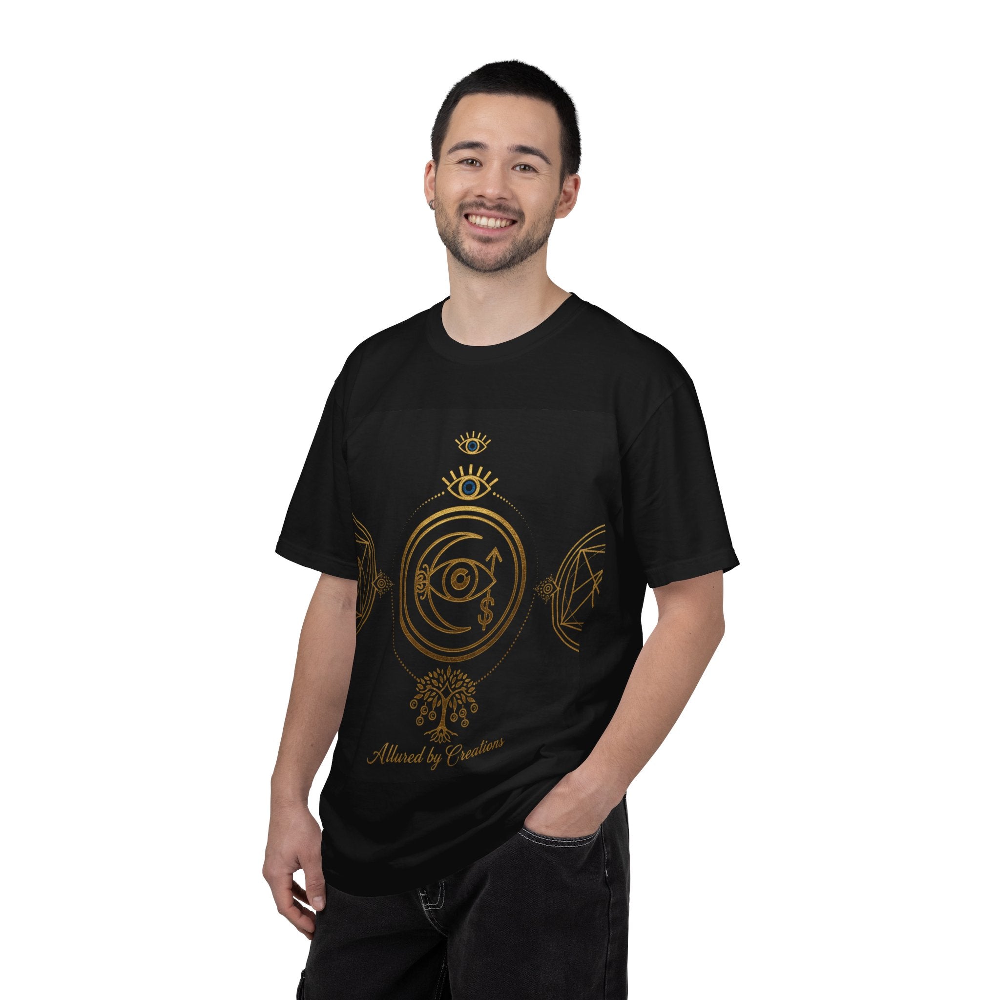 Celestial Protection Symbols T-Shirt | Mystical Eye & Moon Phases Tee