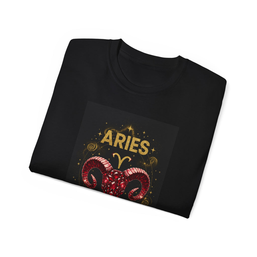 Aries Ram Zodiac T-Shirt — Bold Red Aries Graphic Tee