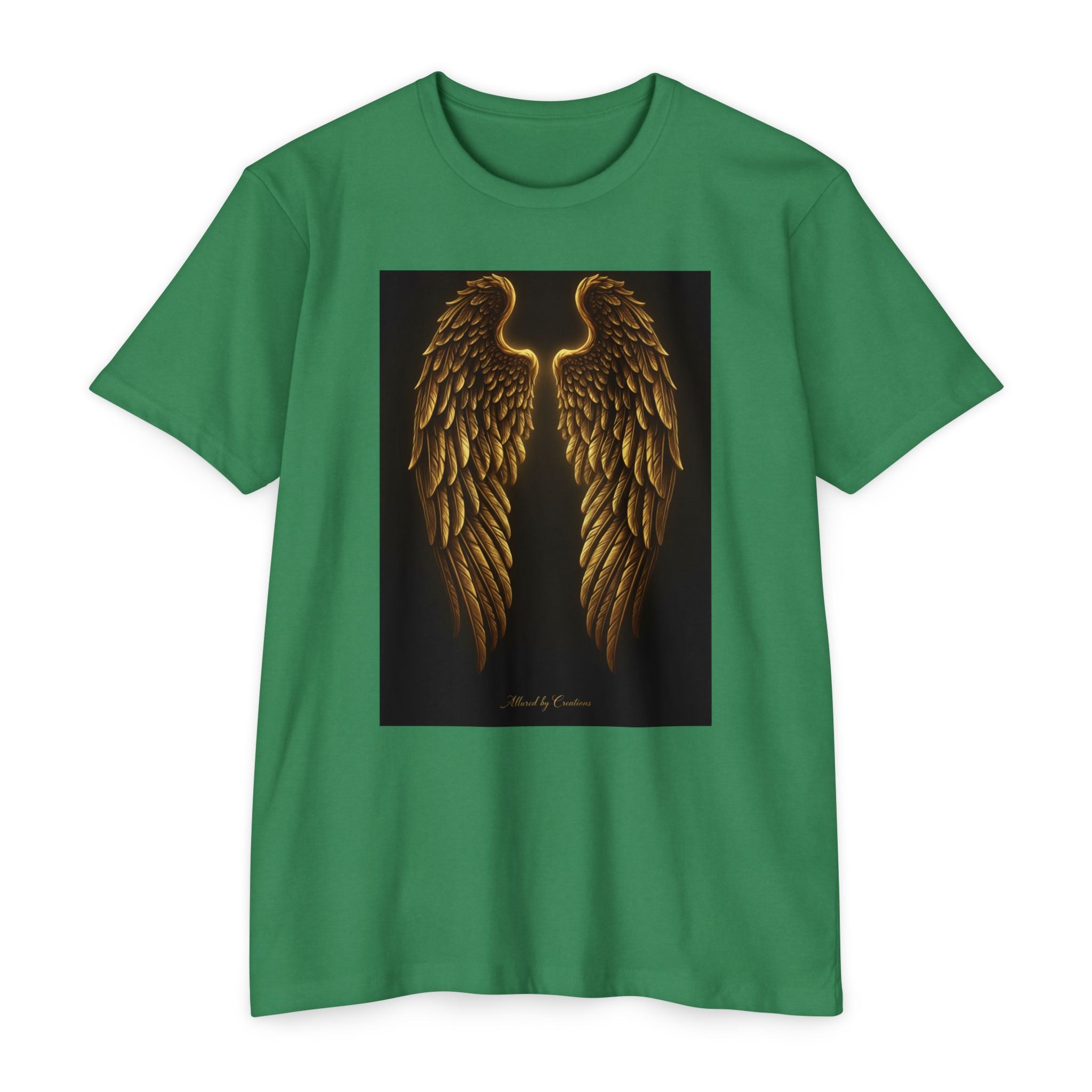 Guarded By Angels T-Shirt - Gold Wing Divine Protection Tee | Allured By Creations