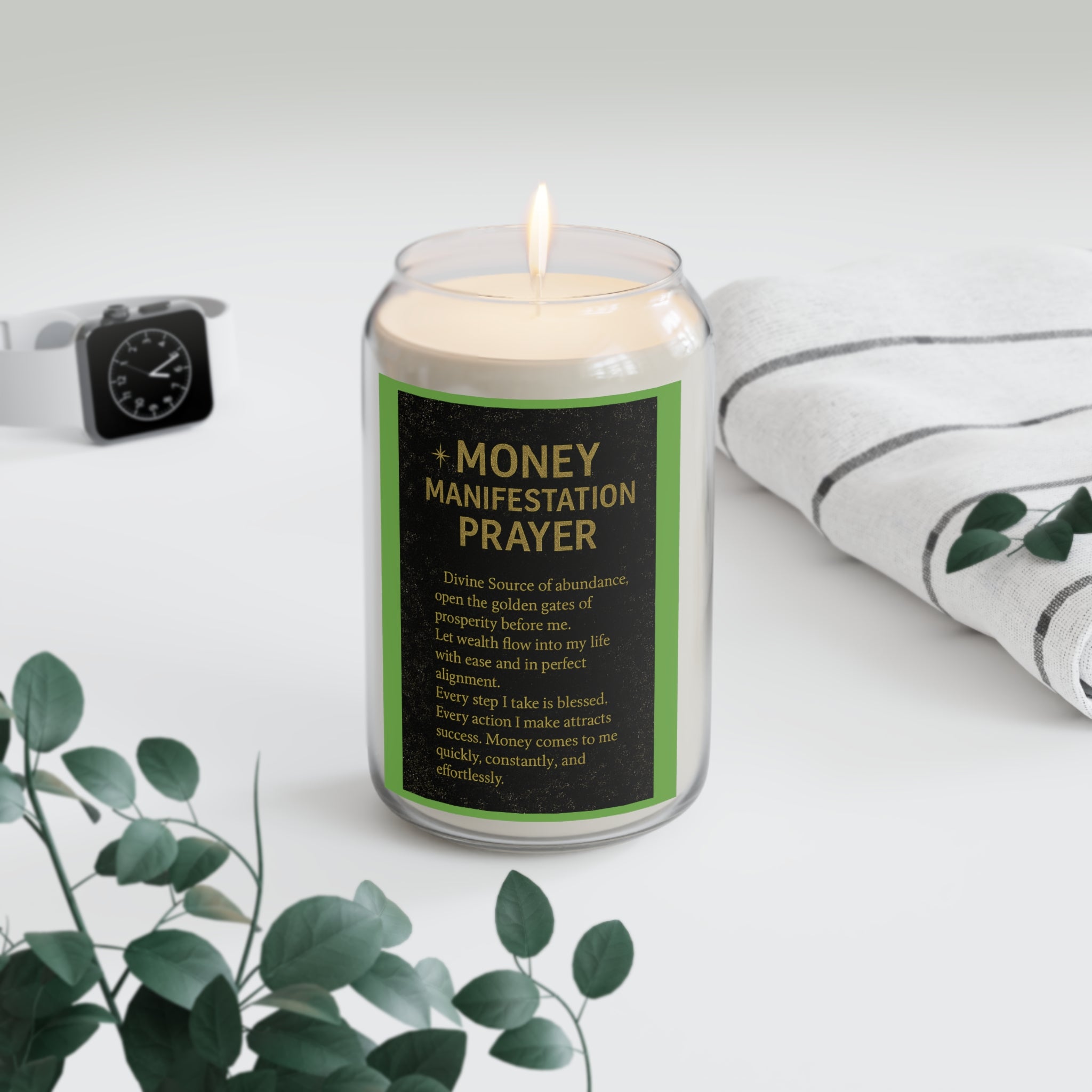 Money Manifestation Prayer Candle 13.75oz - Soy Wax Abundance | Allured By Creations