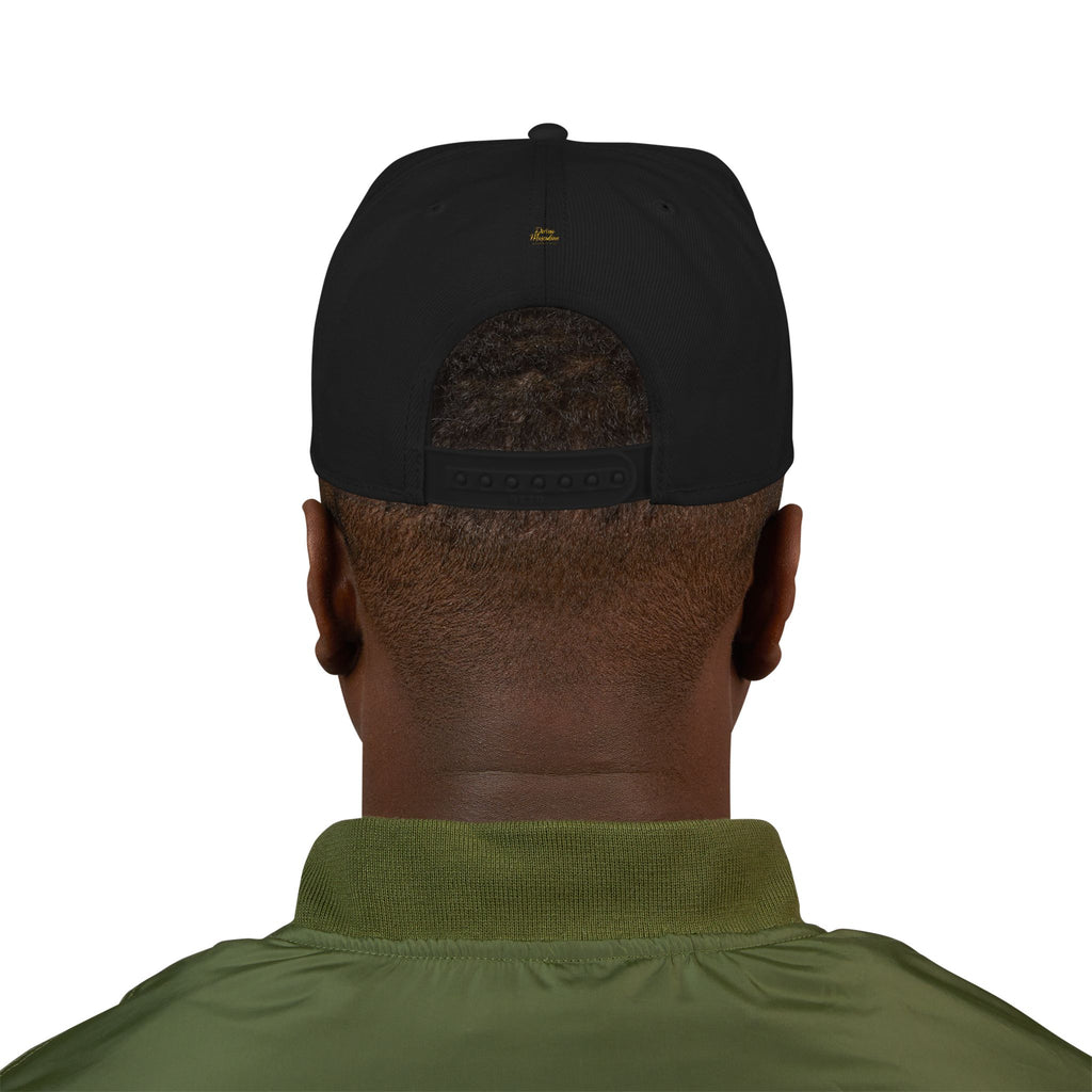 Gold ABC Logo Snapback Hat | Embroidered Black Cap | Allured By Creations