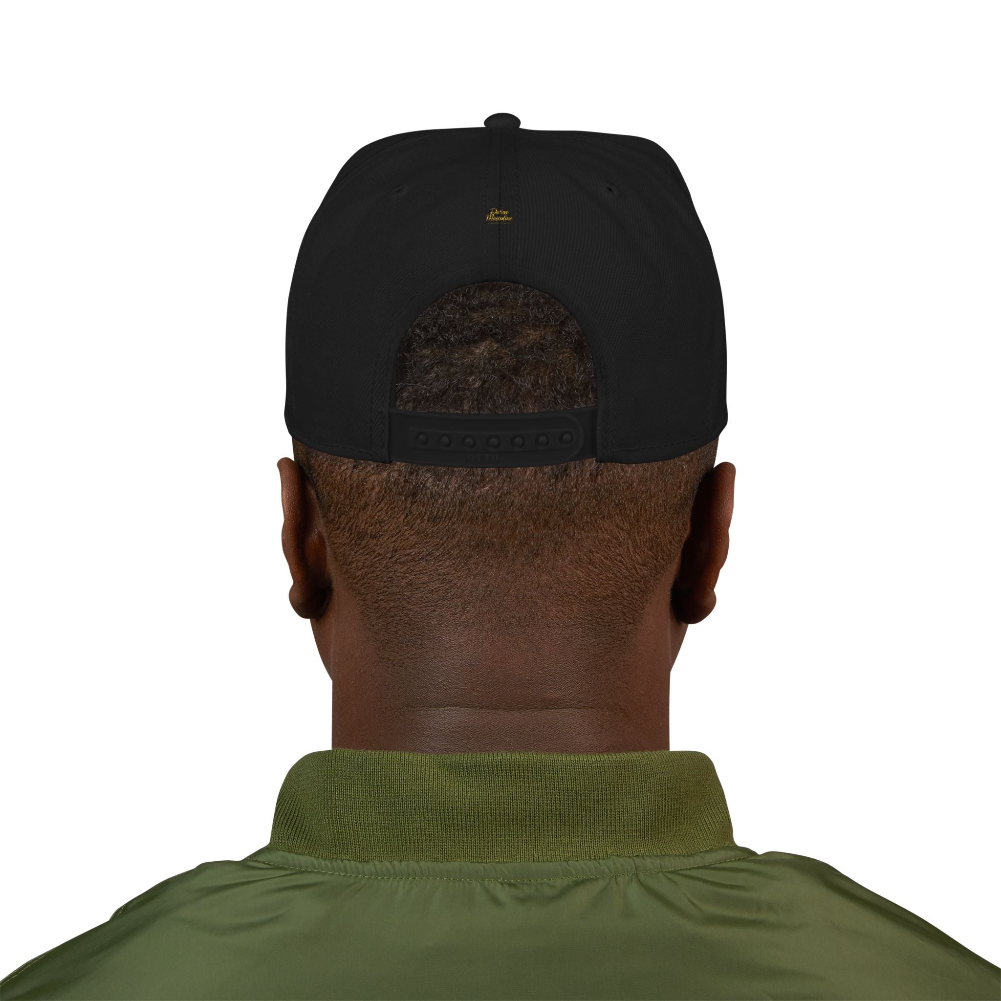 Gold ABC Logo Snapback Hat | Embroidered Black Cap | Allured By Creations