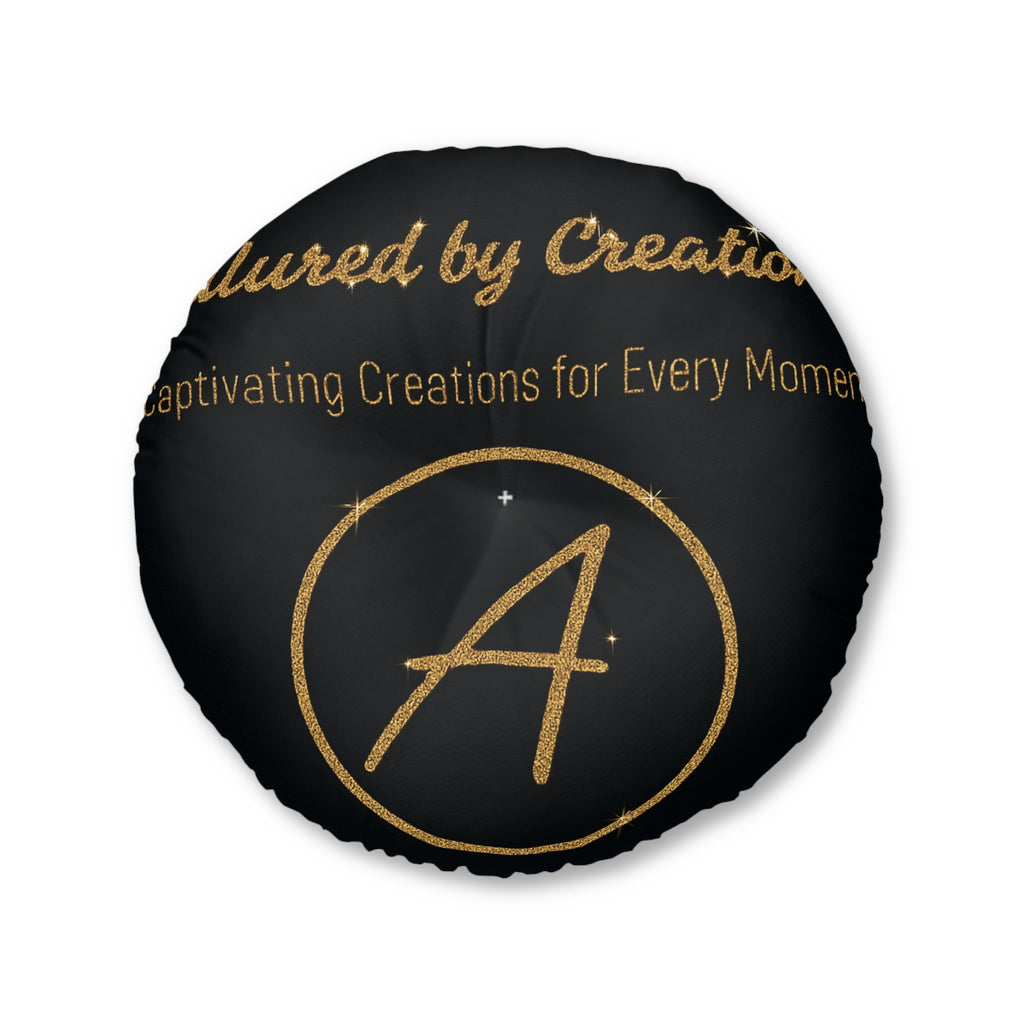 Protection Prayer Floor Pillow - Gold Glitter Round Cushion | Allured By Creations