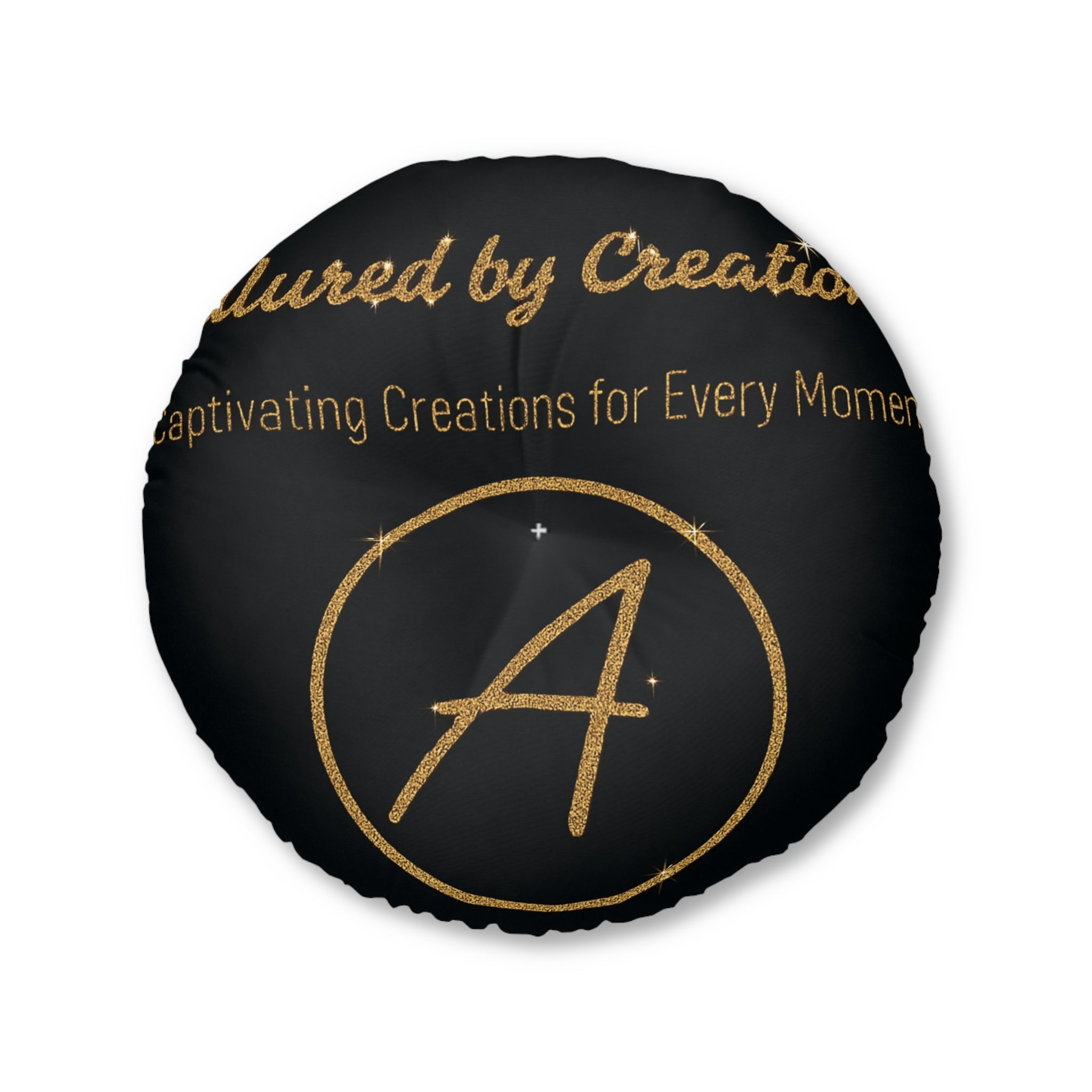 Protection Prayer Floor Pillow - Gold Glitter Round Cushion | Allured By Creations