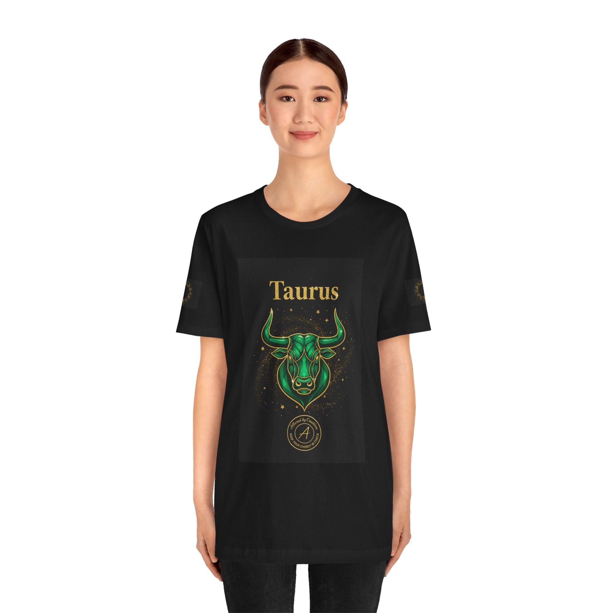 Taurus Zodiac T-Shirt - Emerald Green Birthstone - Celestial Divine Alignment