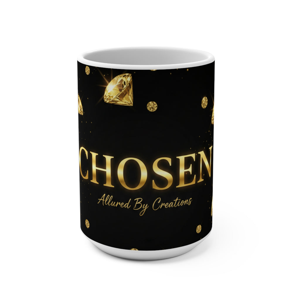 Chosen — Luxury Gold & Diamond 15oz Coffee Mug | Spiritual Affirmation | Allured by Creations