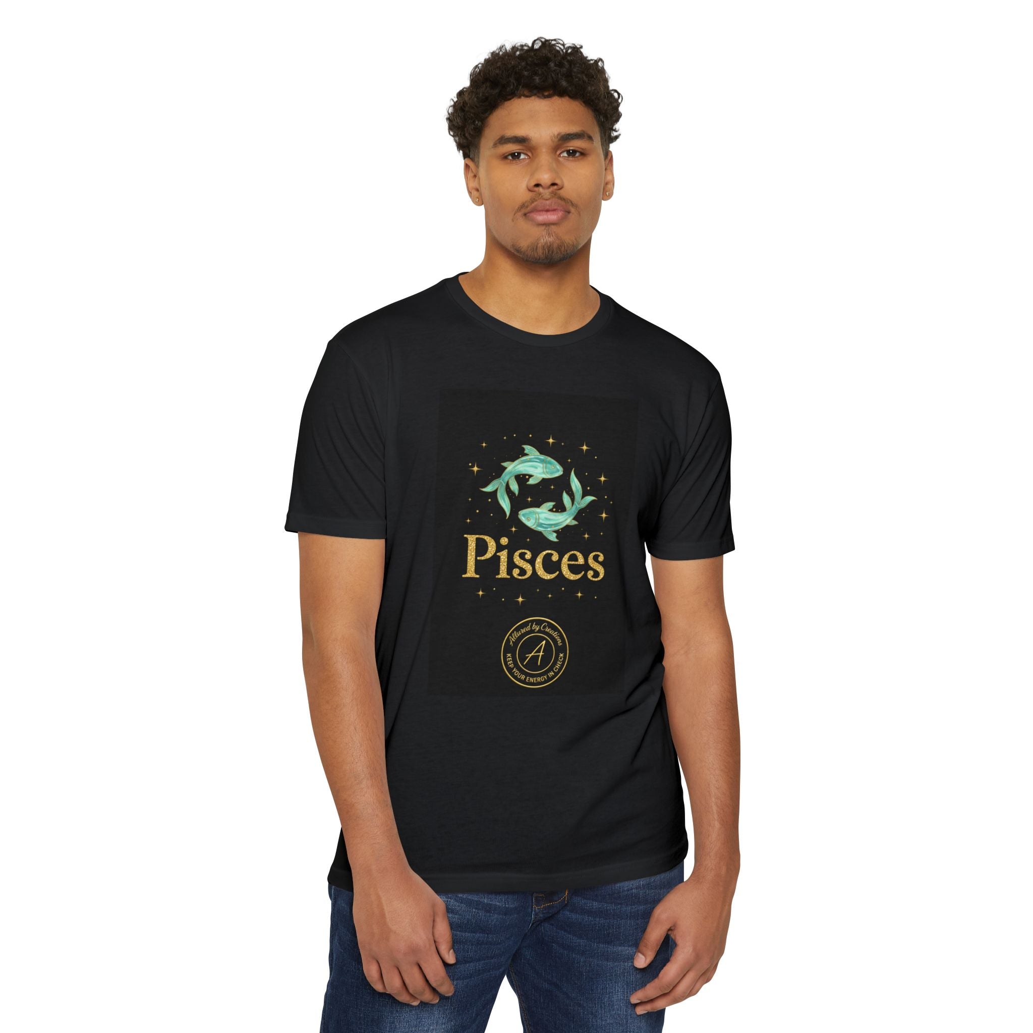 Pisces Zodiac T-Shirt - Aquamarine Birthstone - Celestial Divine Alignment