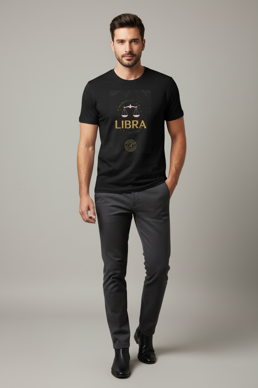 Libra Zodiac T‑Shirt – Gold Scales Astrology Tee