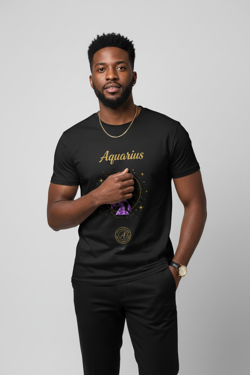 Aquarius Zodiac T‑Shirt – Purple Constellation Water Bearer Tee