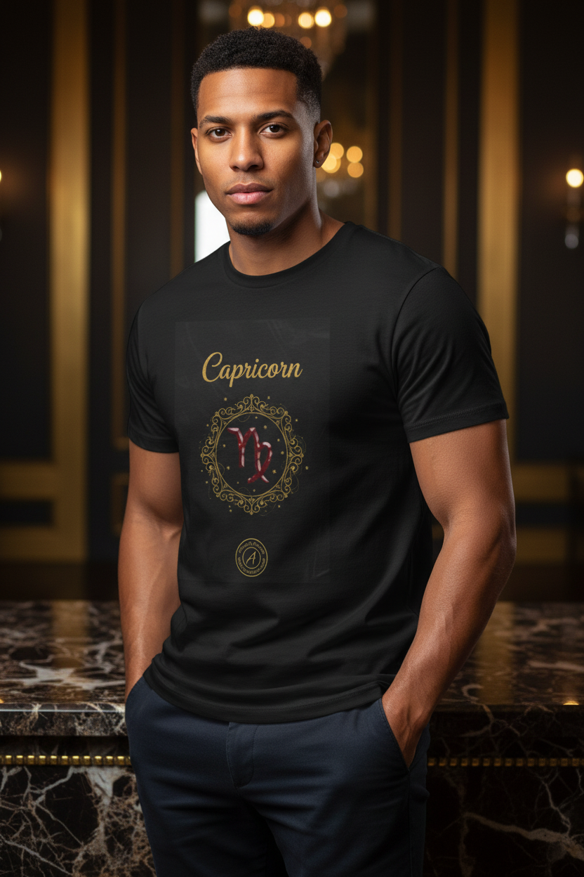 Capricorn Zodiac T‑Shirt — Gold Constellation Astrology Tee